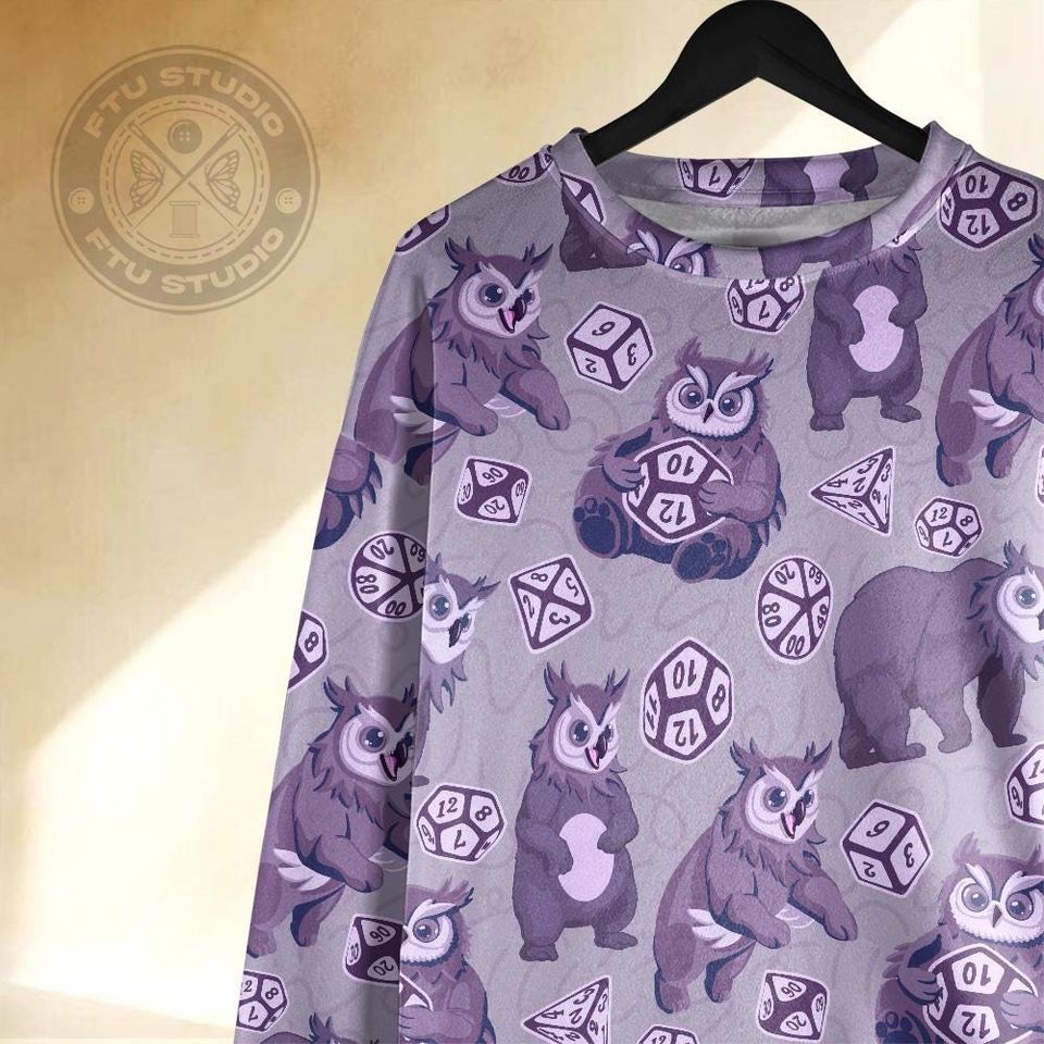 Owlbear Dice Hoodie - Fantasy Game Dungeon Master 3D