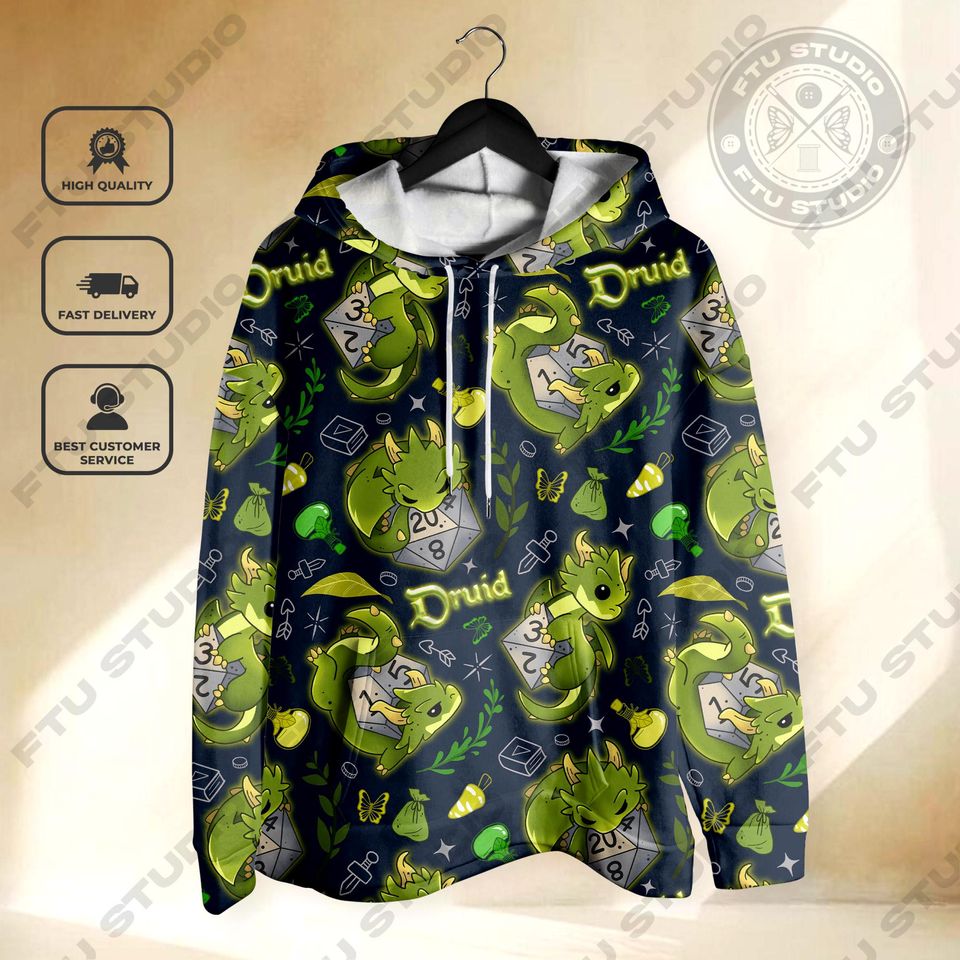 Dragon Druid Hoodie: Dungeon Master Gaming Sweatshirt