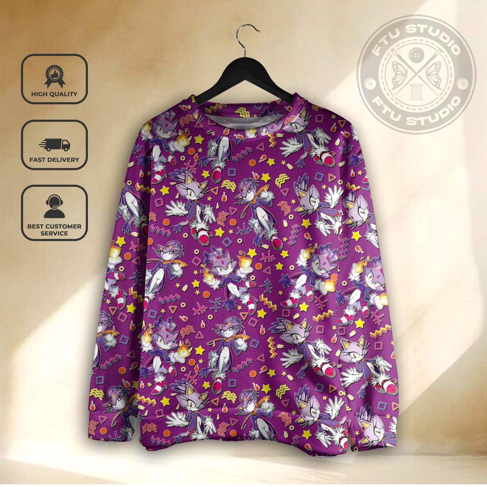 Blaze Cat 3D Hoodie Sweatshirt, Anime Fantasy Game Collection