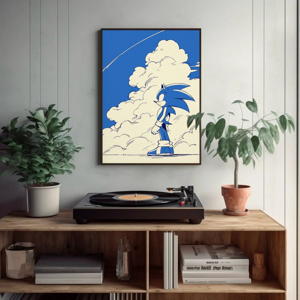 Sonic poster retrogaming, Sonic running, Sonic poster, Super smash bros, Sonic art print