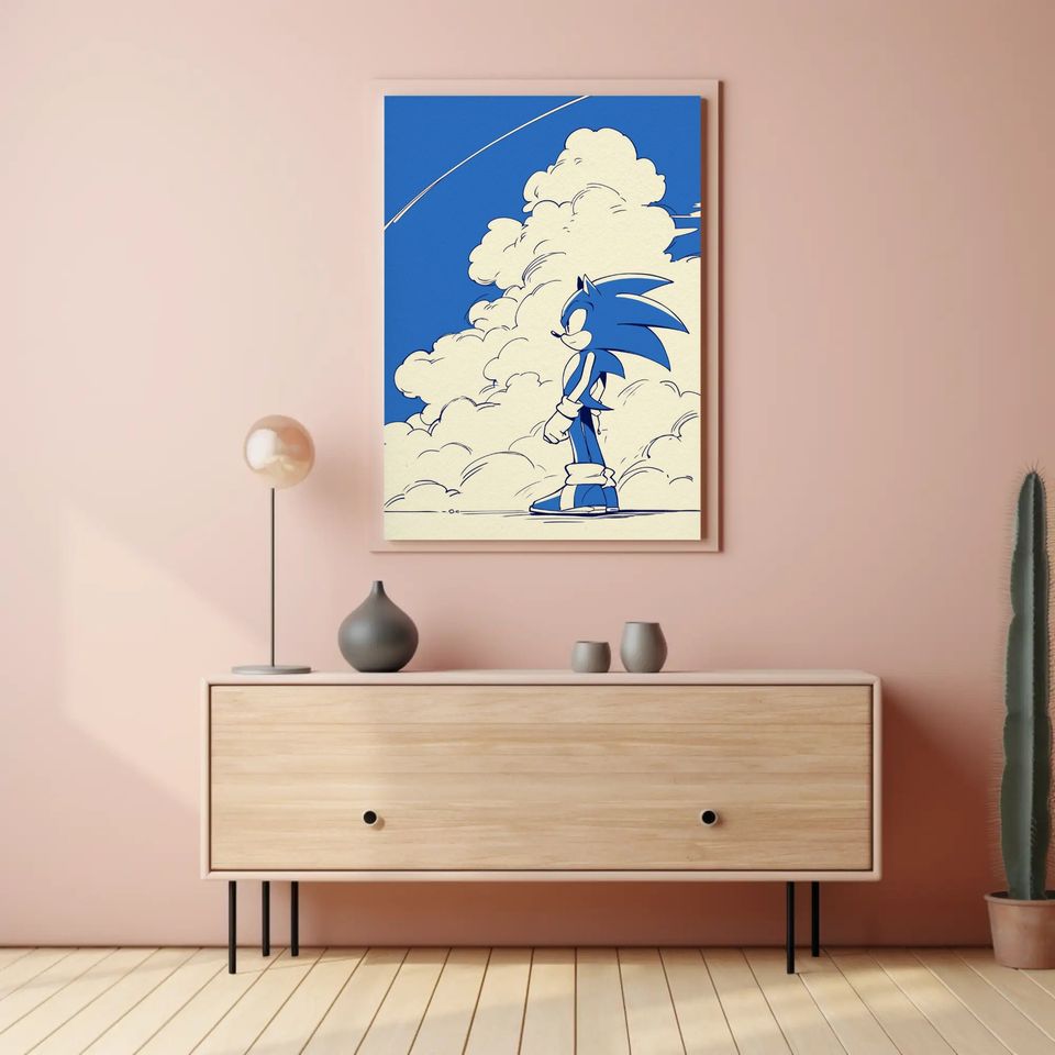 Sonic poster retrogaming, Sonic running, Sonic poster, Super smash bros, Sonic art print