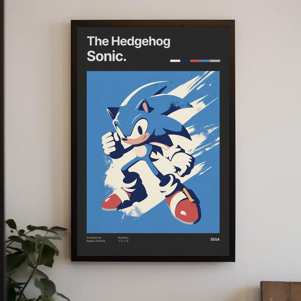 Sonic poster retrogaming, Sonic running, Sonic poster, Super smash bros
