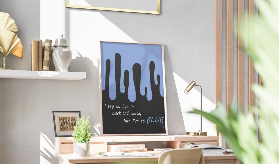 Billie Eilish Digital Art Poster "BLUE" - Striking