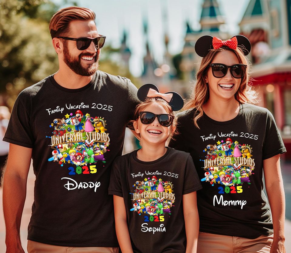 Custom Super Mario Family Vacation Shirts: Universal Studios 2025