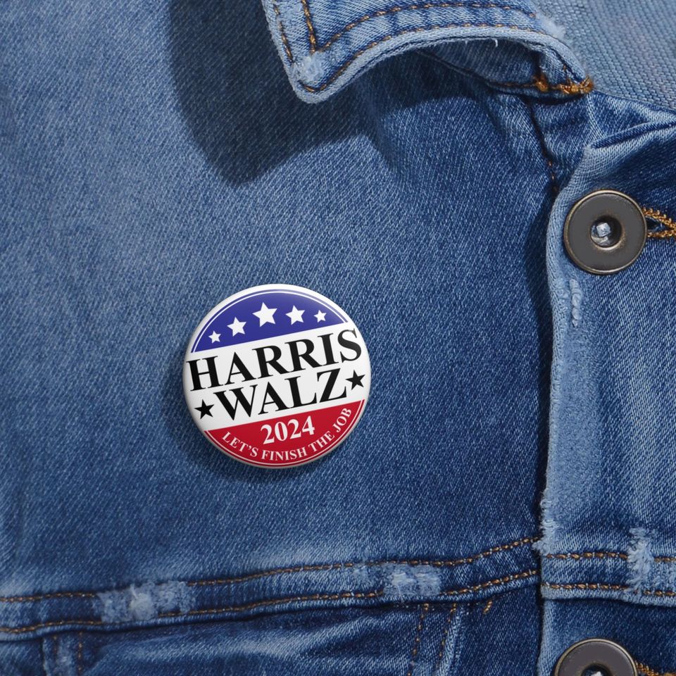 Harris Walz Democrat Button Election Pinback Kamala Harris 2024