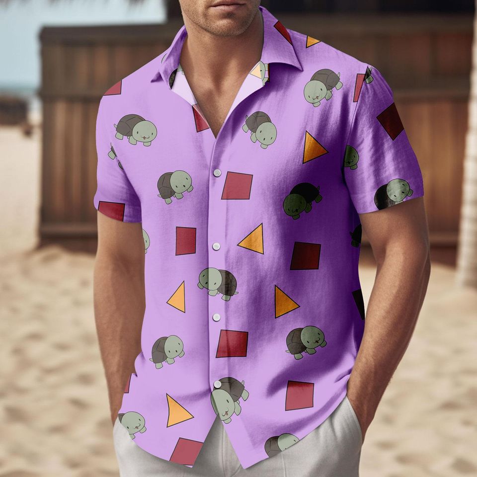 Zoey's Turtle Print Button Shirt Shorts, Kpop Demon Hunters Button Shirt, Kpop Movie Fan Hawaiian Shorts, Kpop Demon Hunters Zoey Shirt