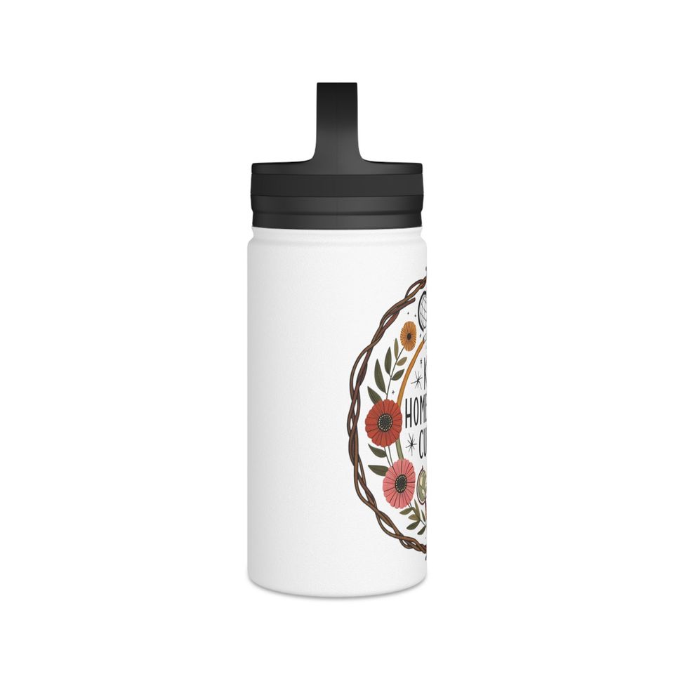 Homeschool Stainless Steel Water Bottle, Handle Lid - "Keep Homeschool Curious"