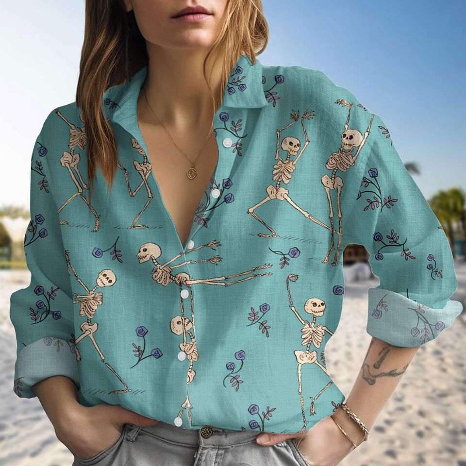 Dancing Skeleton Summer Blouse Shirt