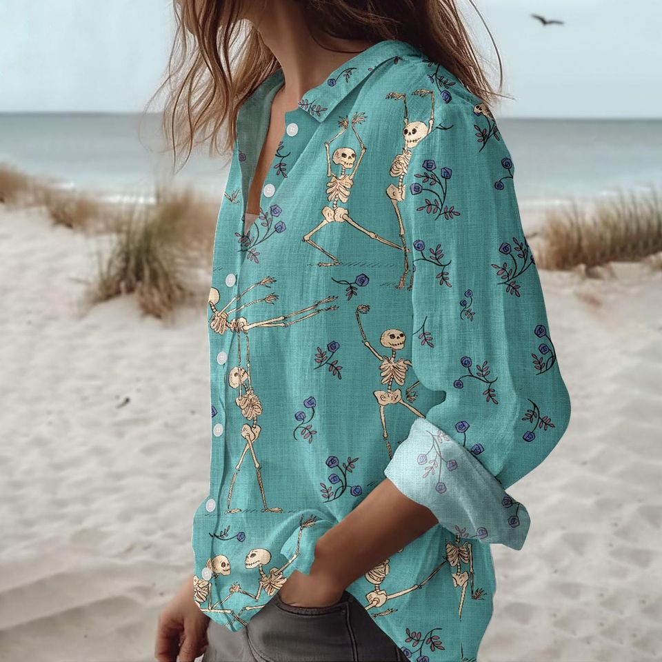 Dancing Skeleton Summer Blouse Shirt