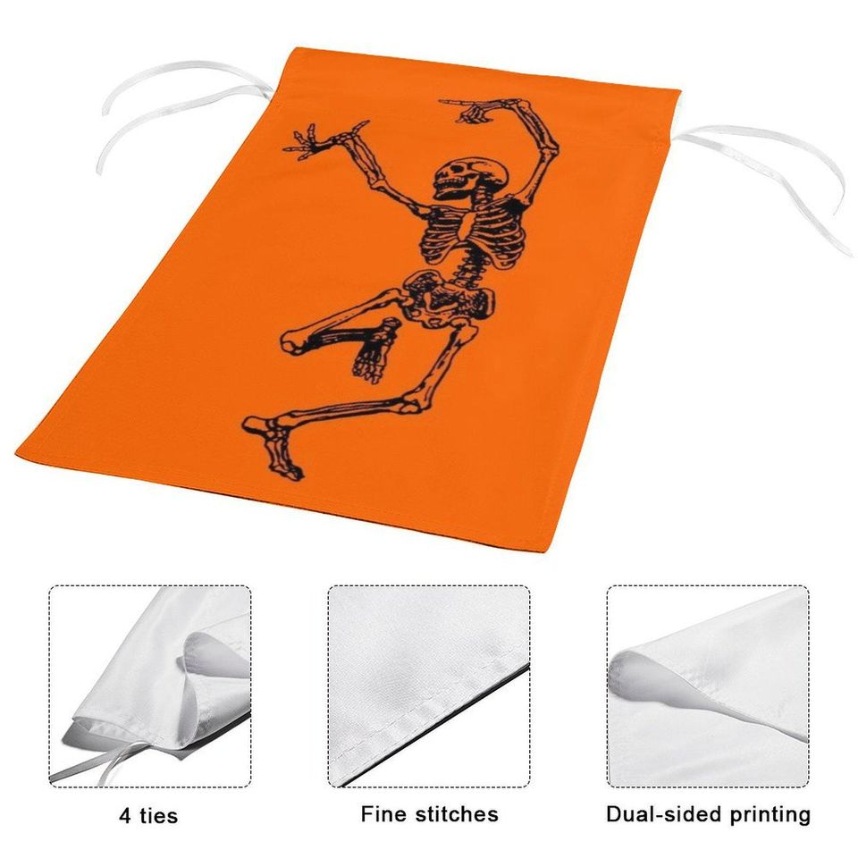 Dancing Skeleton Halloween Garden Flag - Spooky Fall Yard Decor