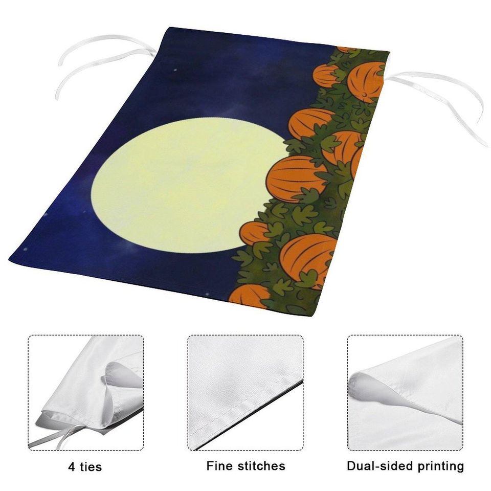 Full Moon and Pumpkin Patch Halloween Garden Flag - Spooky Fall Yard Decor