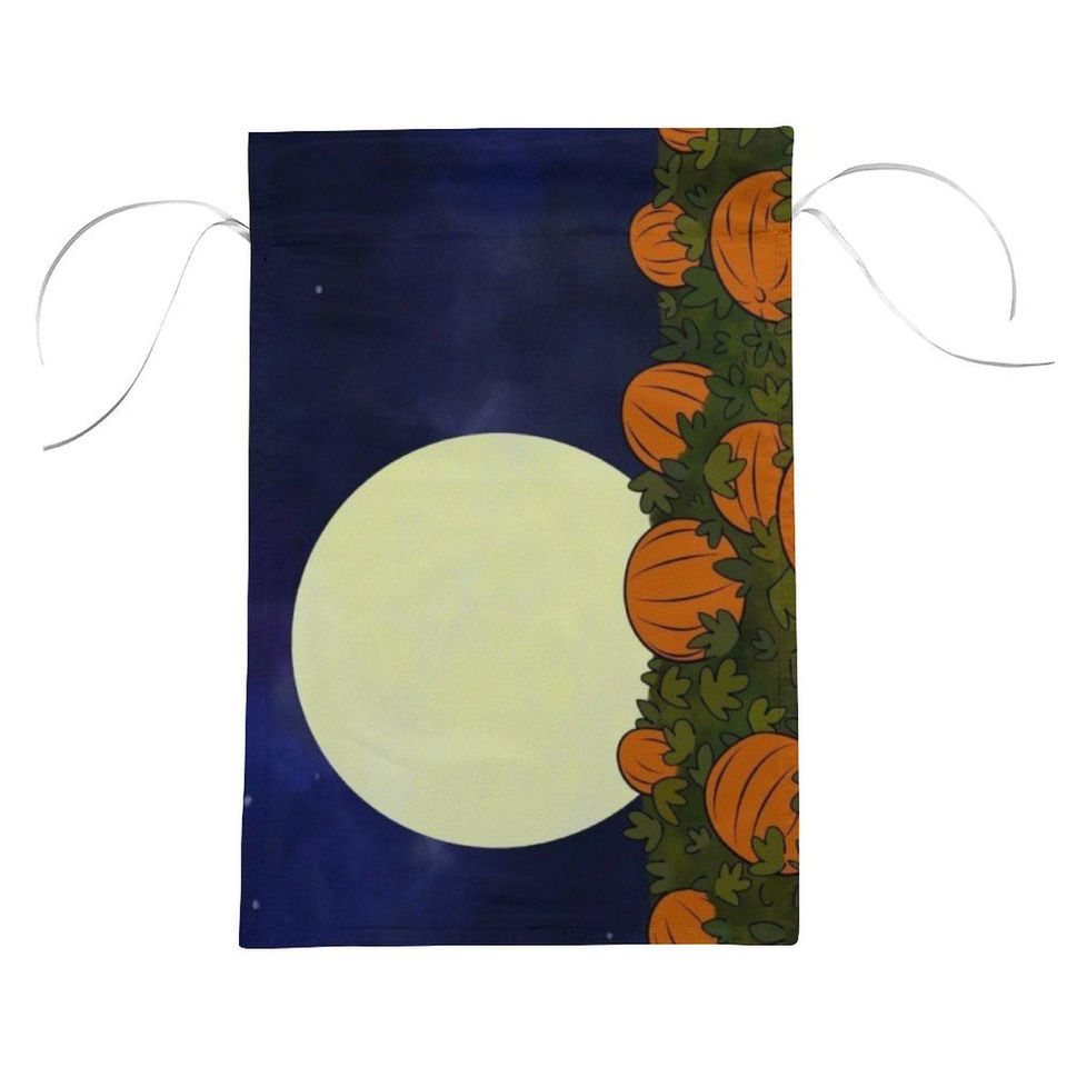 Full Moon and Pumpkin Patch Halloween Garden Flag - Spooky Fall Yard Decor