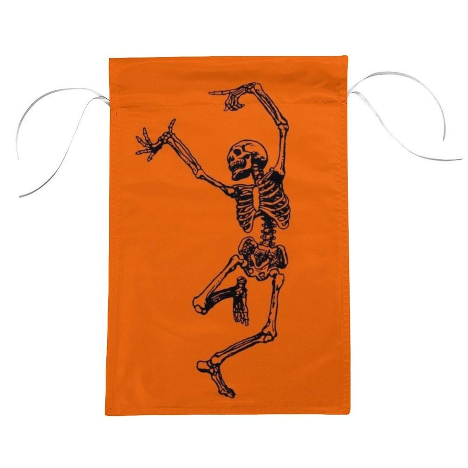 Dancing Skeleton Halloween Garden Flag - Spooky Fall Yard Decor