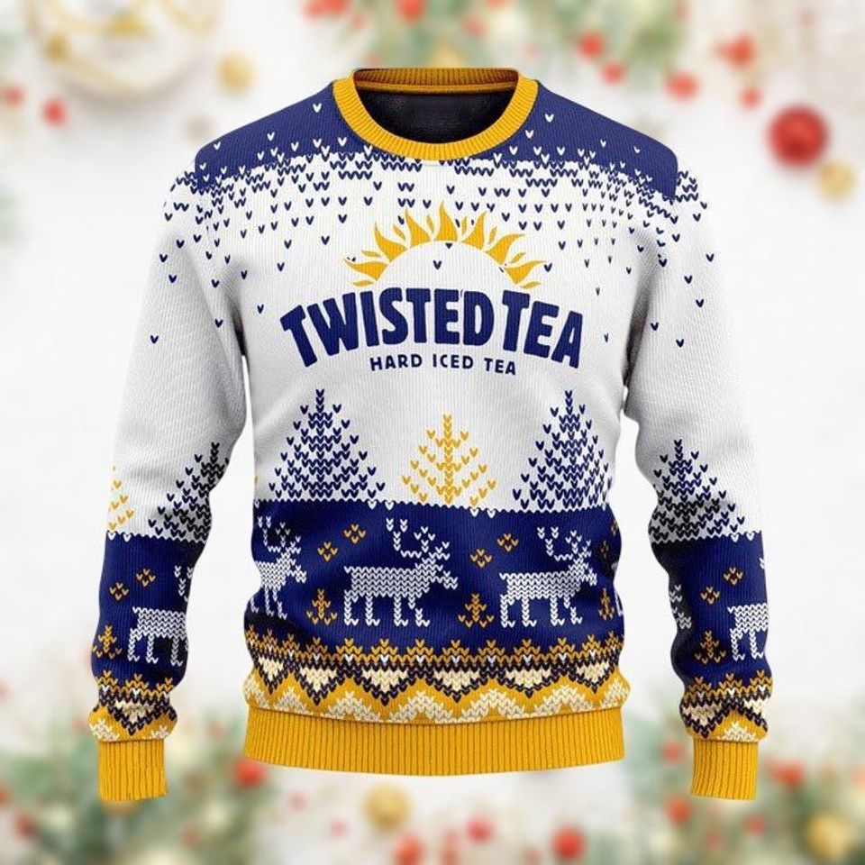 Twisted Tea Ugly Christmas Sweater, Hard Iced Tea Sweater, Drink Christmas Gift For Men Women, Xmas Holiday Gift
