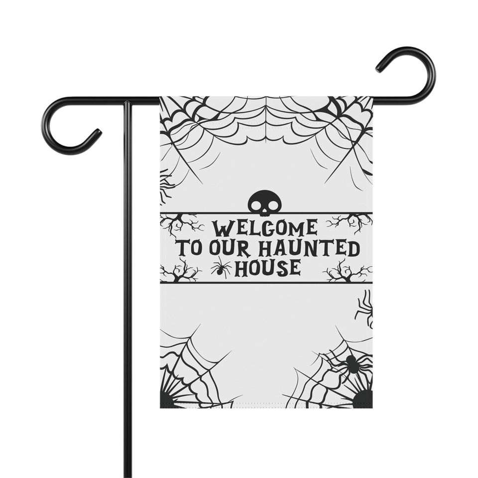 Haunted House Garden Flag, Halloween Garden Flag, Welcome Flag, Spooky Flag