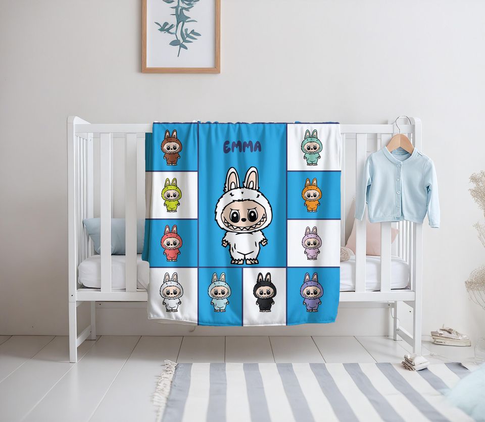 Personalized Blanket With Labubu Theme, Fleece Blanket, Kid Blanket, Back To School Gift
