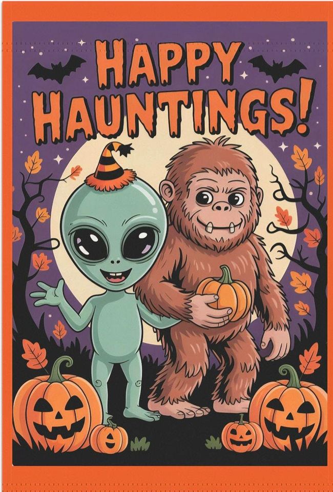 Halloween Garden Flag: Alien & Bigfoot Spooky Yard Decor