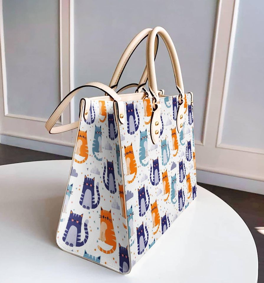 Leather Handbag Cat Leather Bag Adorable Cats