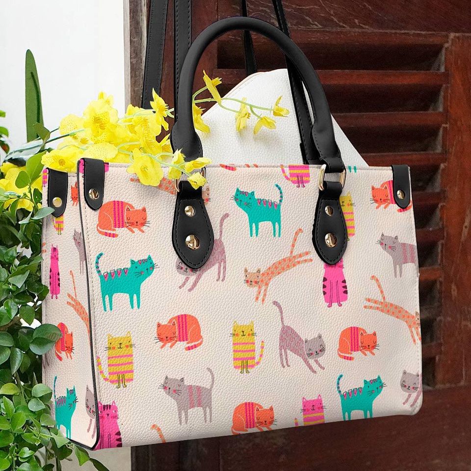Leather Handbag Cat Leather Bag Lovely Cats