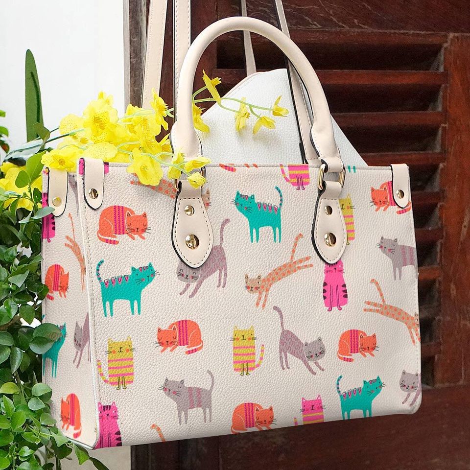 Leather Handbag Cat Leather Bag Lovely Cats