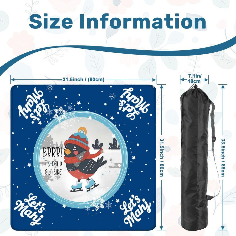 Winter Mahjong Mat – Skating Bird, Royal Blue