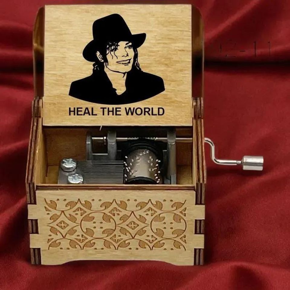 Michael Jackson Music Box: "Heal the World" Birch Wood Keepsake