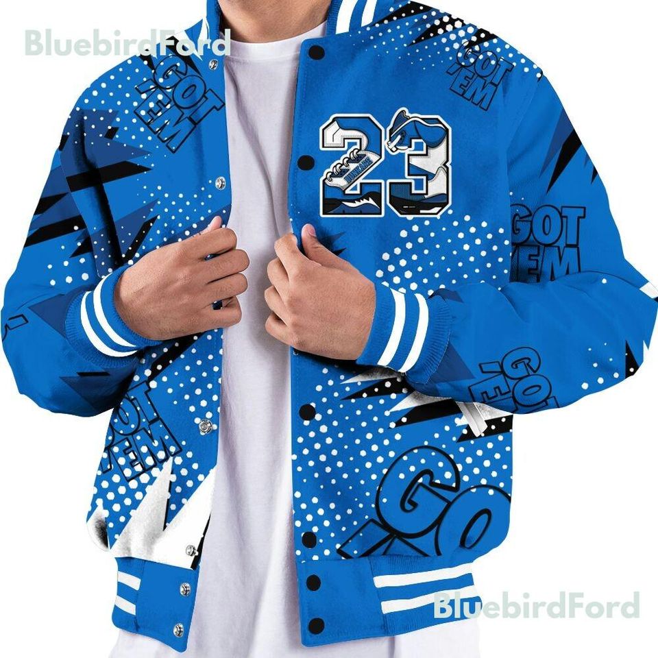 Dunkare Blueberry 12s Shirt, Streetwear Varsity Jacket, Custom Name Number 23 5s All Over Print Baseball Varsity Jacket