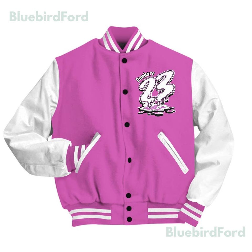 Bluebirdford Match AJ Baseball Varsity Jacket Custom 23 Drip, 4 Hyper Violet Baseball Varsity Jacket