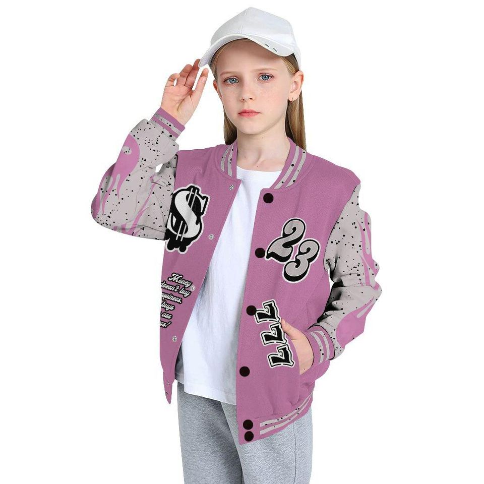 Neutral Grey Black White Orchid 4s Varsity Jacket, Streetwear Varsity Jackets, Shoe Game Crazy Graphic Varsity Jackets