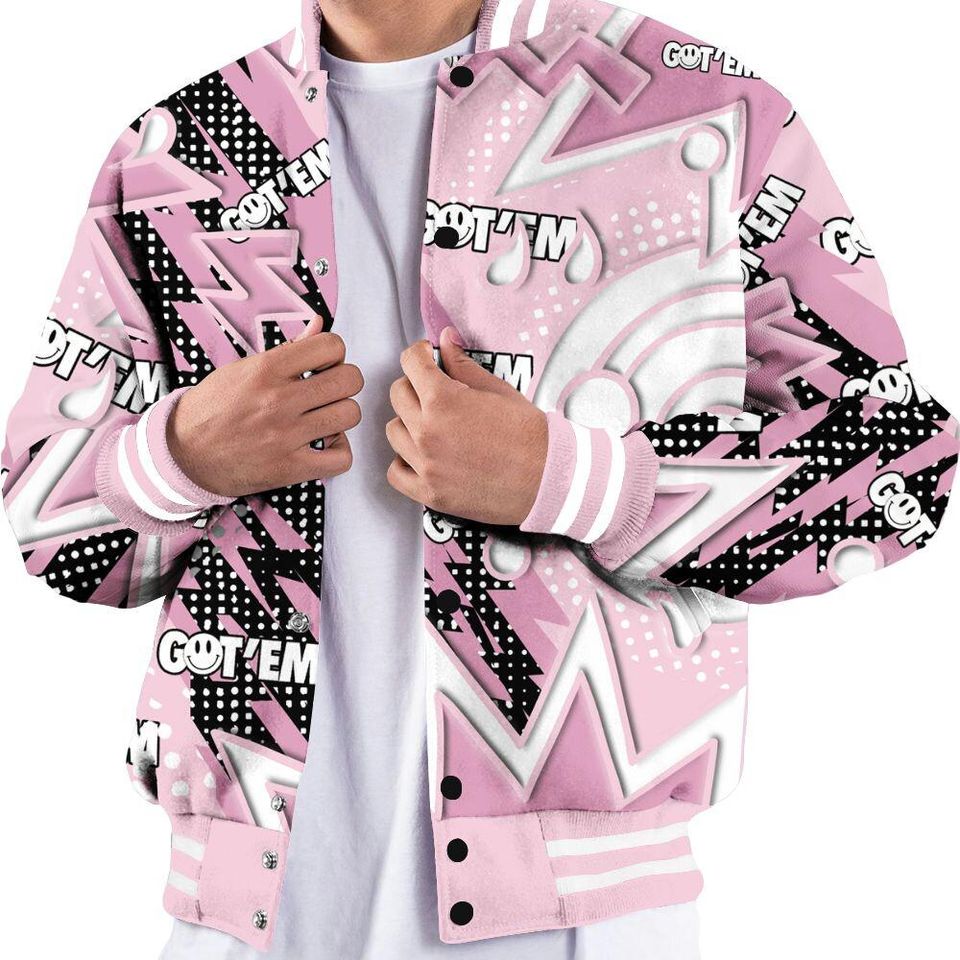 Orchid 4s Varsity Jacket, Streetwear Varsity Jacket, Retro Vintage 90s Varsity Jackets