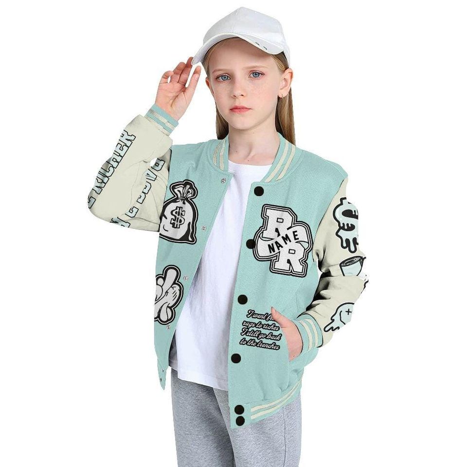 Pure Platinum 4s Varsity Jacket, Streetwear Varsity Jacket, Hip Hop Varsity Jacket, Rag 2 Rich Graphic Custom Name Varsity Jackets