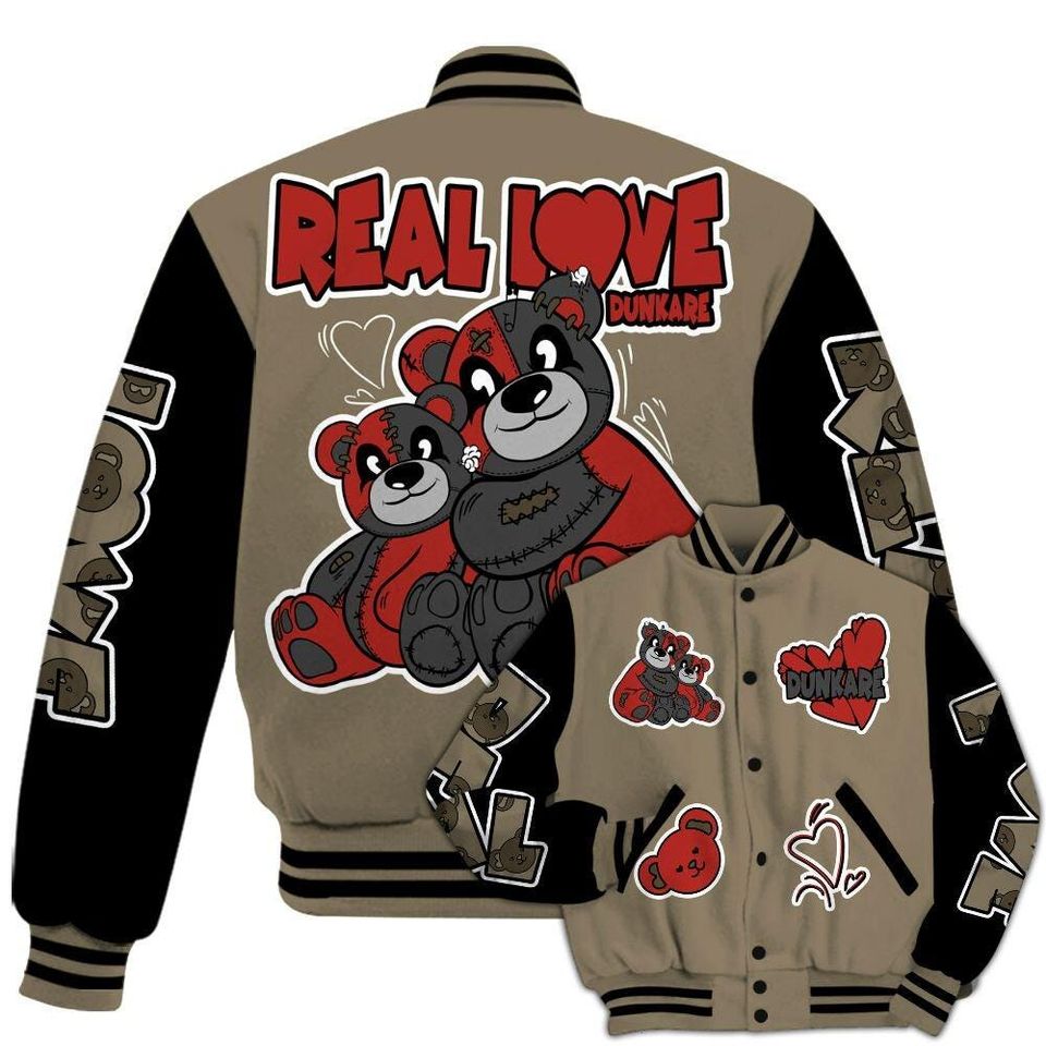 Olive 9s Varsity Jacket, Streetwear Varsity Jacket, Hip Hop Varsity Jacket, Sincere Fondness Bear Varsity Jackets