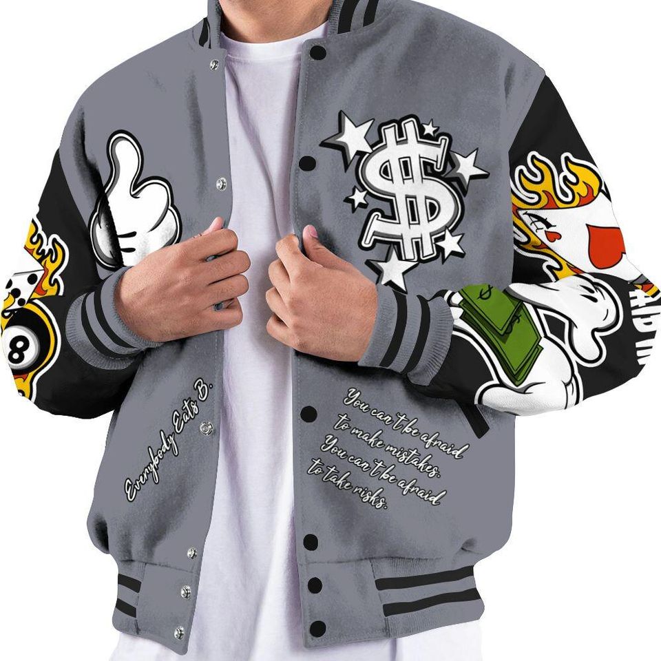 Retro Black Flint 13s Varsity Jacket, Streetwear Varsity Jacket, Hip Hop Varsity Jacket, Everybody Paid In Full Graphic Varsity Jackets