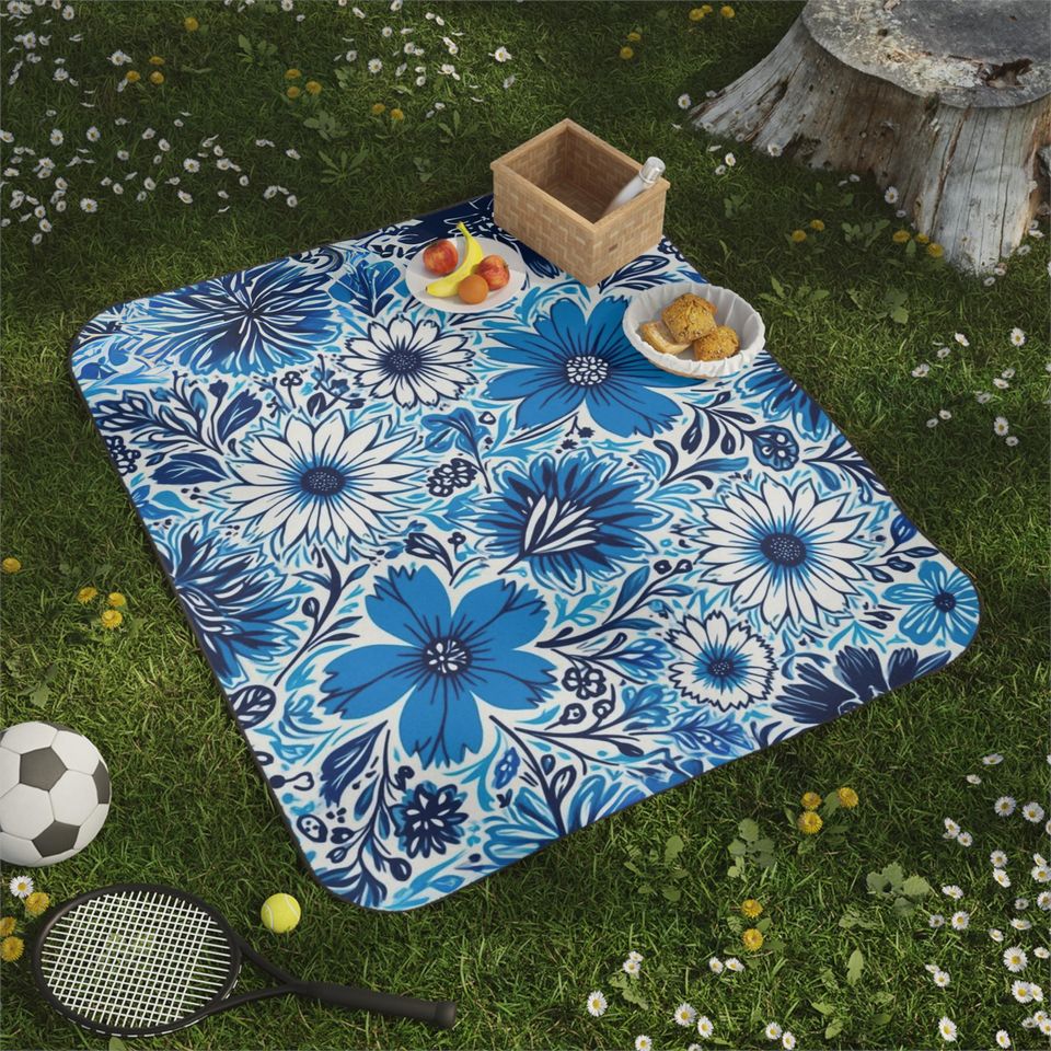 Floral Picnic Blanket - Perfect for Outdoor Adventures, Beach Days, Camping, Gardening, & Summer picnics, Vibrant Design! Mother Day