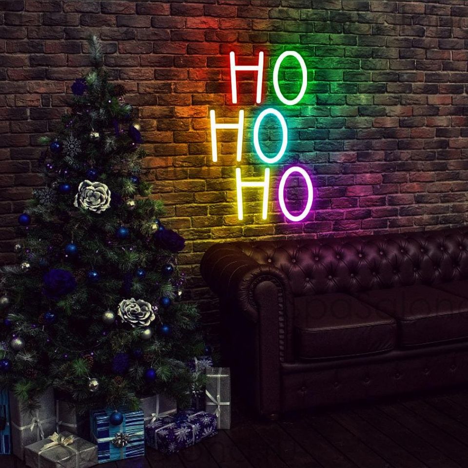HOHOHO Neon Sign: Rainbow Christmas Wall Decor