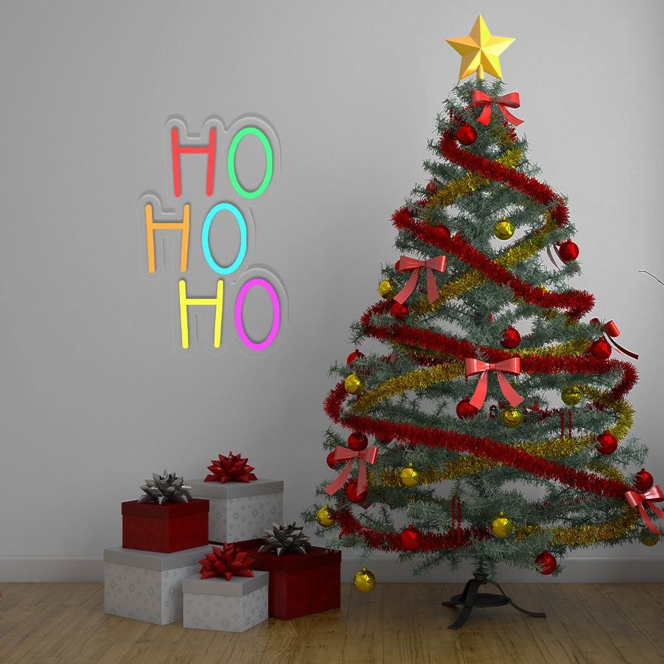 HOHOHO Neon Sign: Rainbow Christmas Wall Decor
