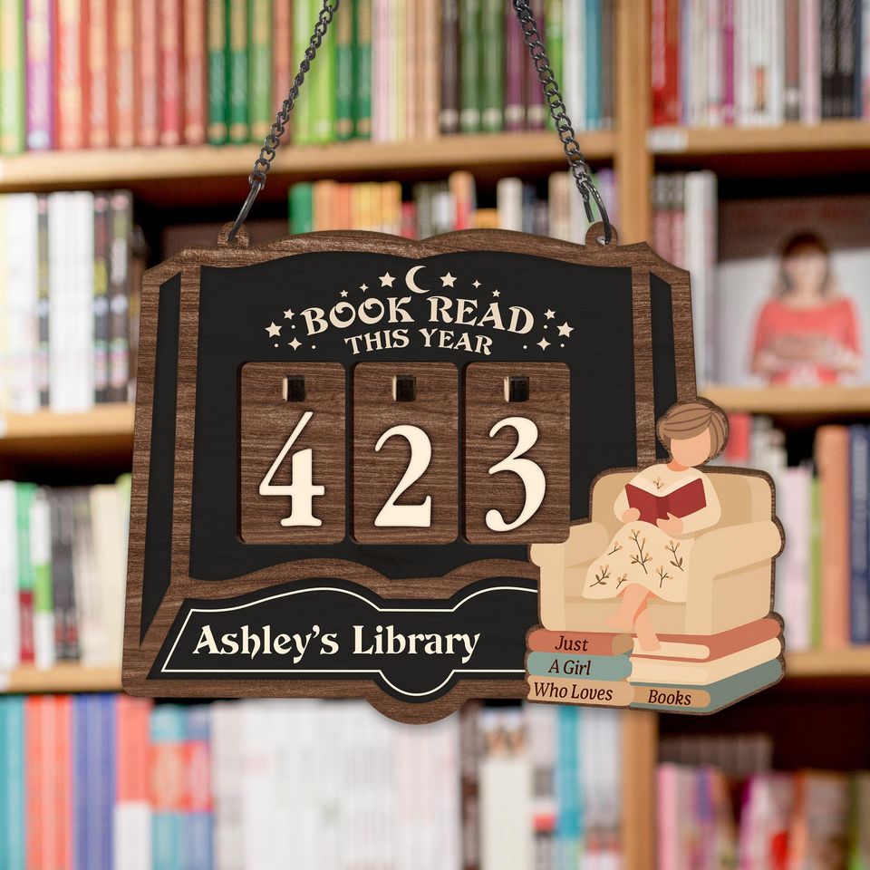 Customized Book Tracker Sign, Personalized Reading Tracker, Library Decor, Book Lover Gift
