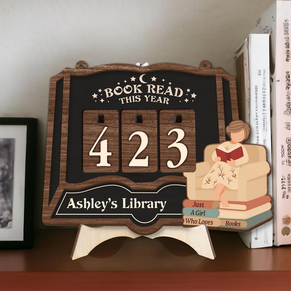 Customized Book Tracker Sign, Personalized Reading Tracker, Library Decor, Book Lover Gift