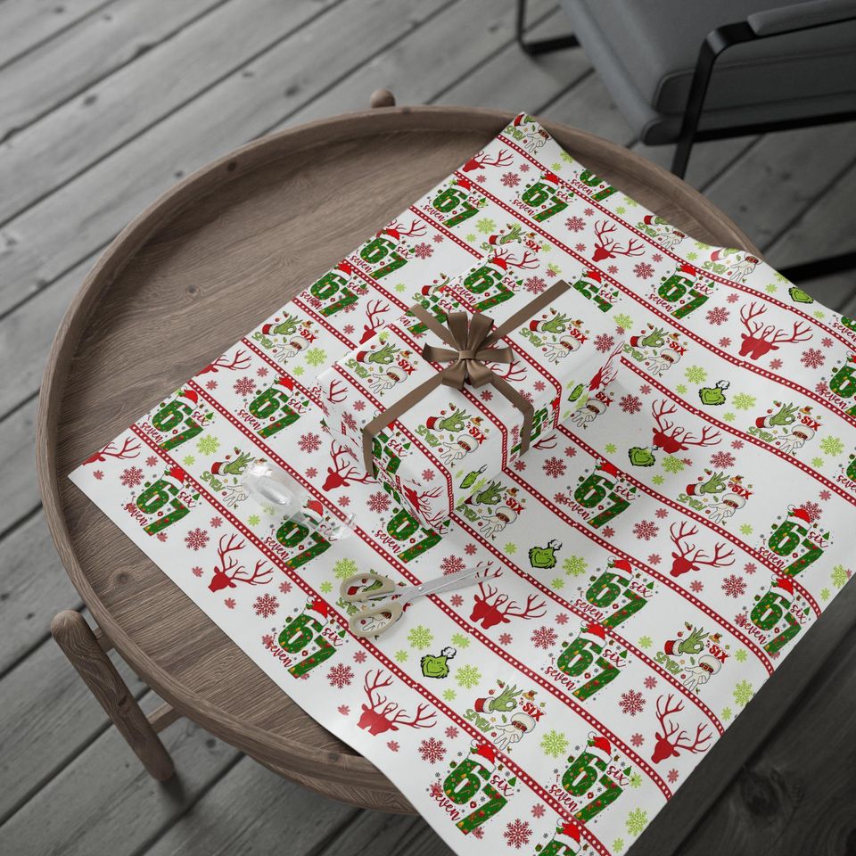 Gen Alpha 67 Wrapping Paper Christmas, Santa Funny Gift Wrap for Birthdays, Holidays & Parties, 67 meme gifts, Gift Wrap for Teens