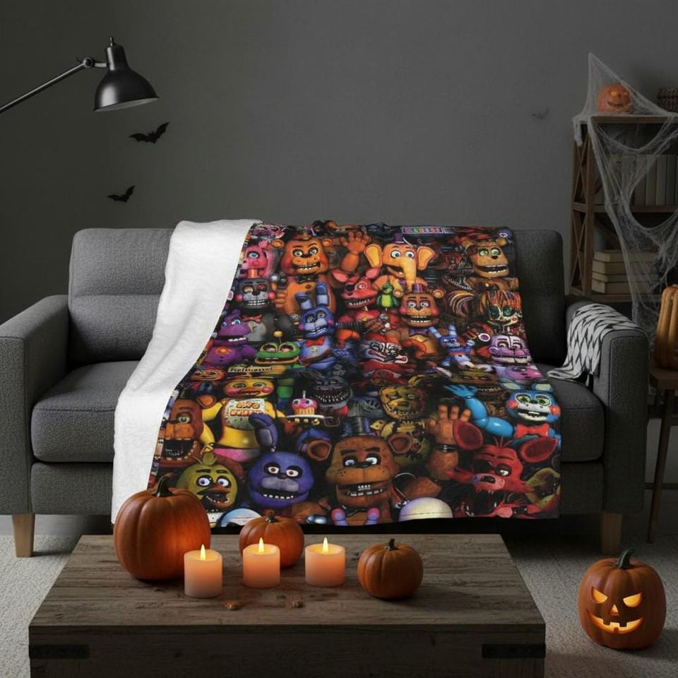 Five Nights at Freddys Blanket, FNAF Fleece Blanket, Gamer Gift