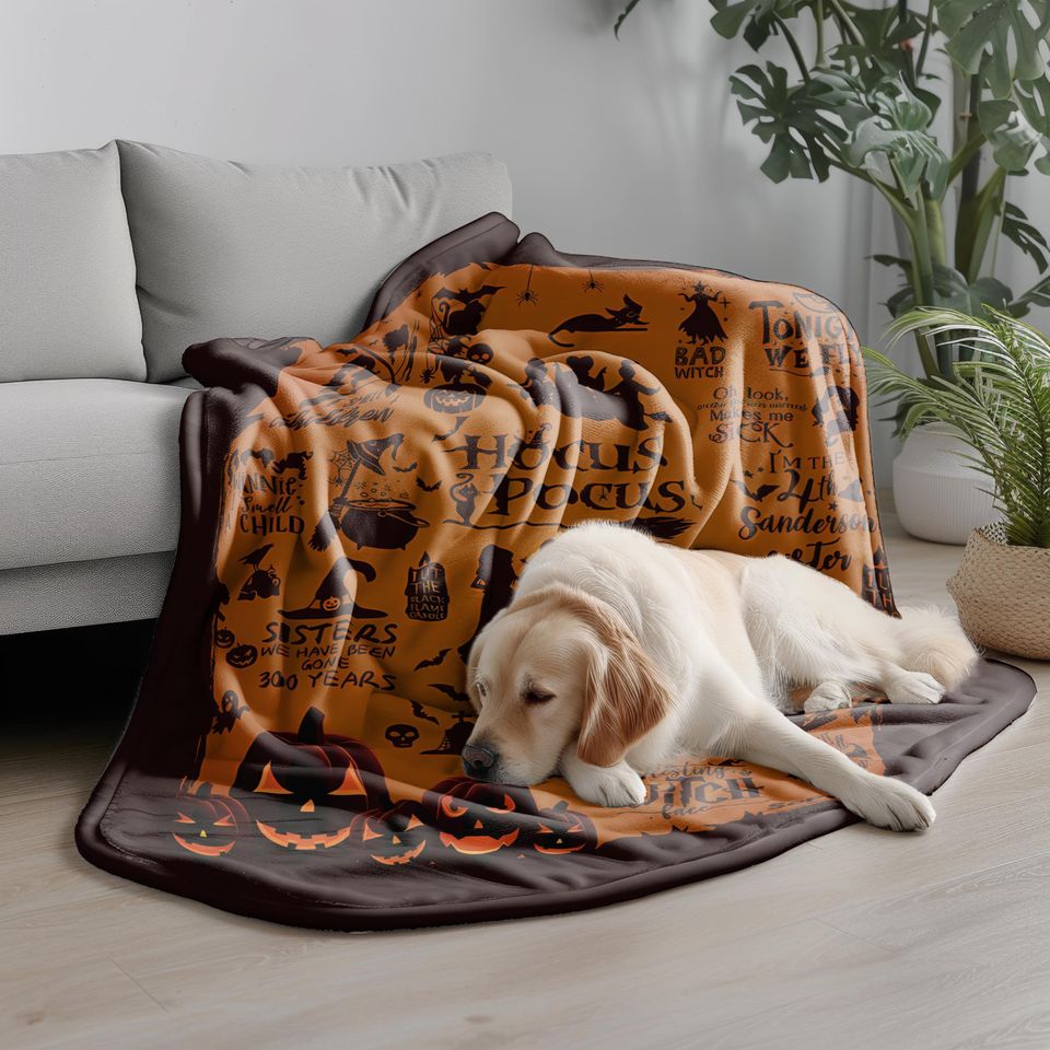 Hocus Pocus Halloween Blanket  Custom Name Fleece Blanket