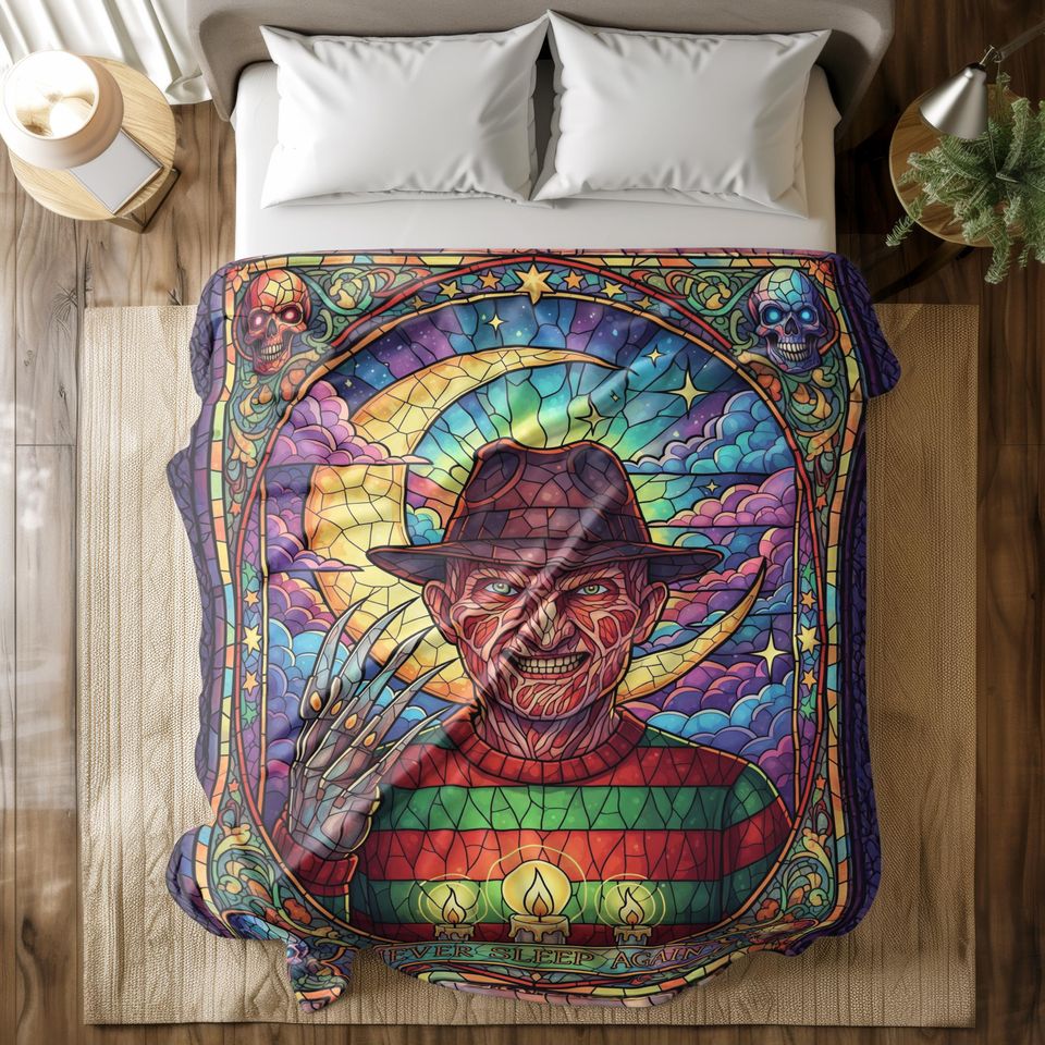 Freddy Krueger Fleece Blanket: Never Sleep Again - Horror Movie Bedding