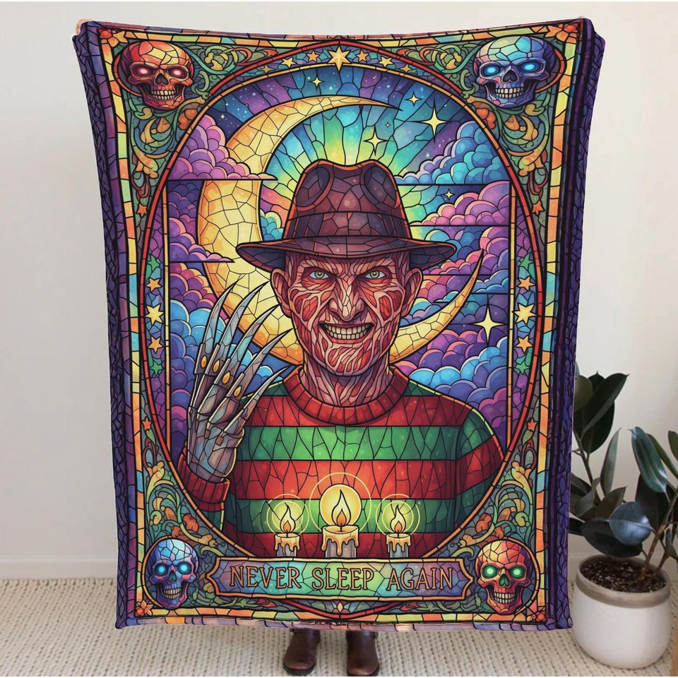 Freddy Krueger Fleece Blanket: Never Sleep Again - Horror Movie Bedding
