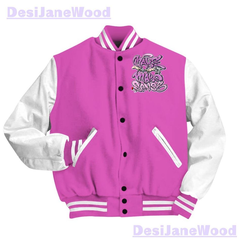 Dunkare 4 Hyper Violet Varsity Jacket - Make It Make Sense Varsity Jacket Unisex