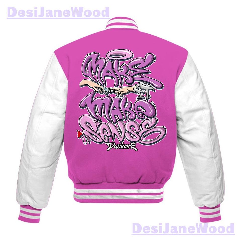 Dunkare 4 Hyper Violet Varsity Jacket - Make It Make Sense Varsity Jacket Unisex