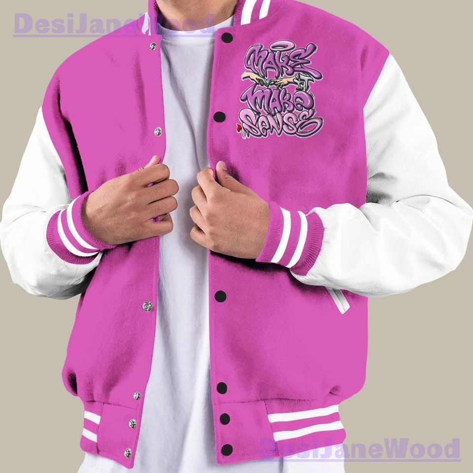 Dunkare 4 Hyper Violet Varsity Jacket - Make It Make Sense Varsity Jacket Unisex
