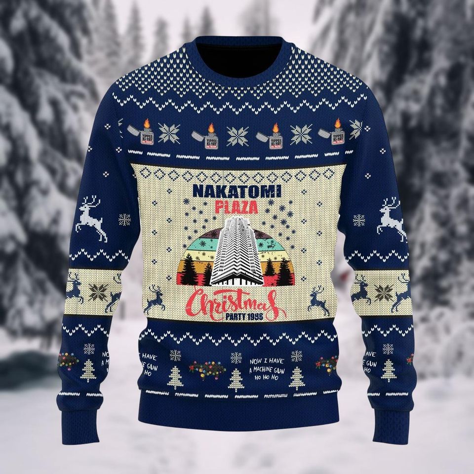 Nakatomi Plaza Xmas Sweater, 1988 Christmas Party Ugly Sweatshirt, 80s US Movie Funny Sweater