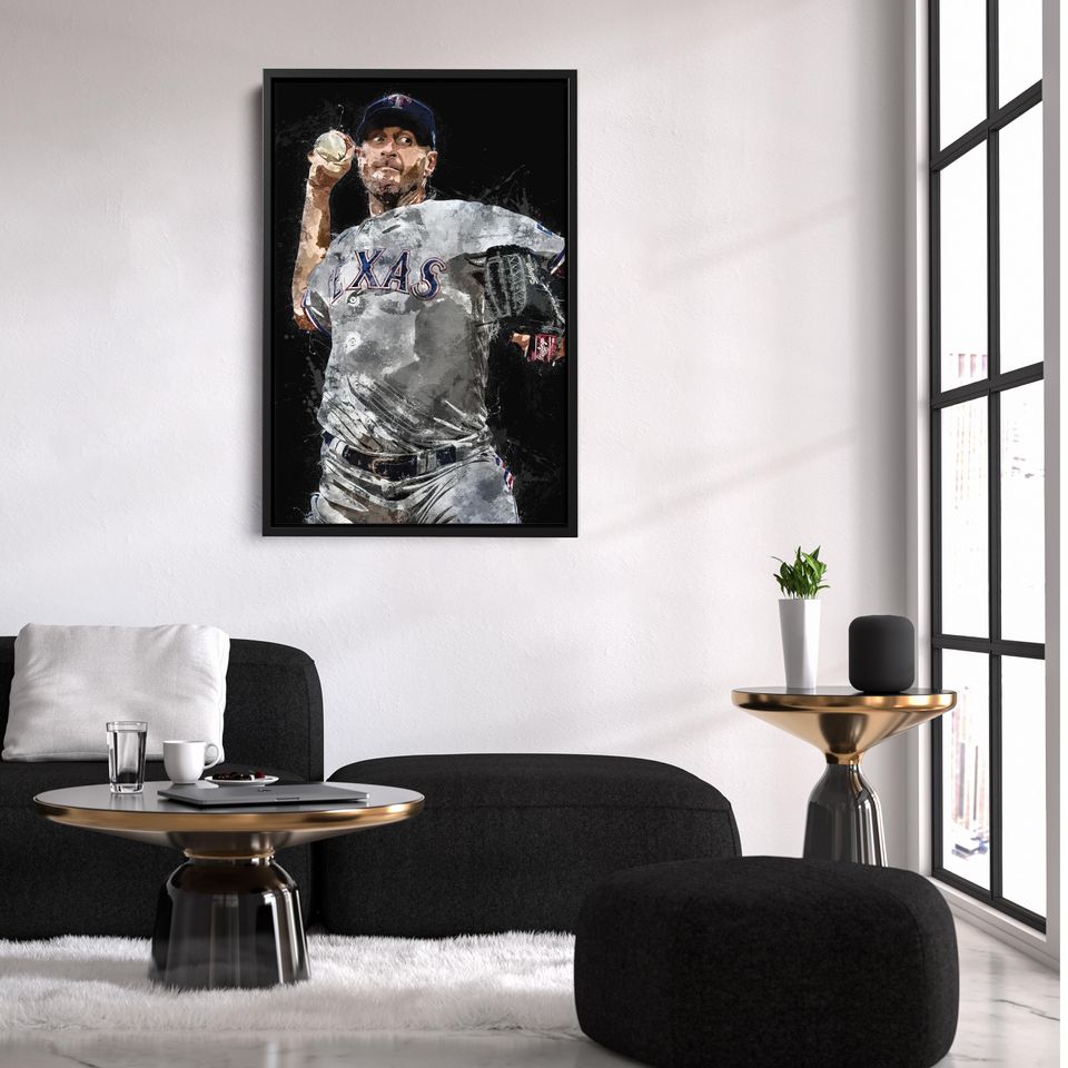 Max Scherzer Print - Texas Rangers Wall Art, Decor for Home & Man Cave, Baseball Gift