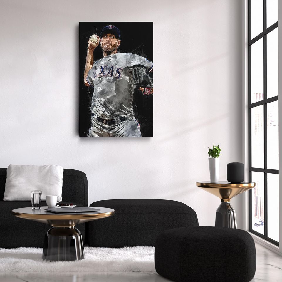 Max Scherzer Print - Texas Rangers Wall Art, Decor for Home & Man Cave, Baseball Gift