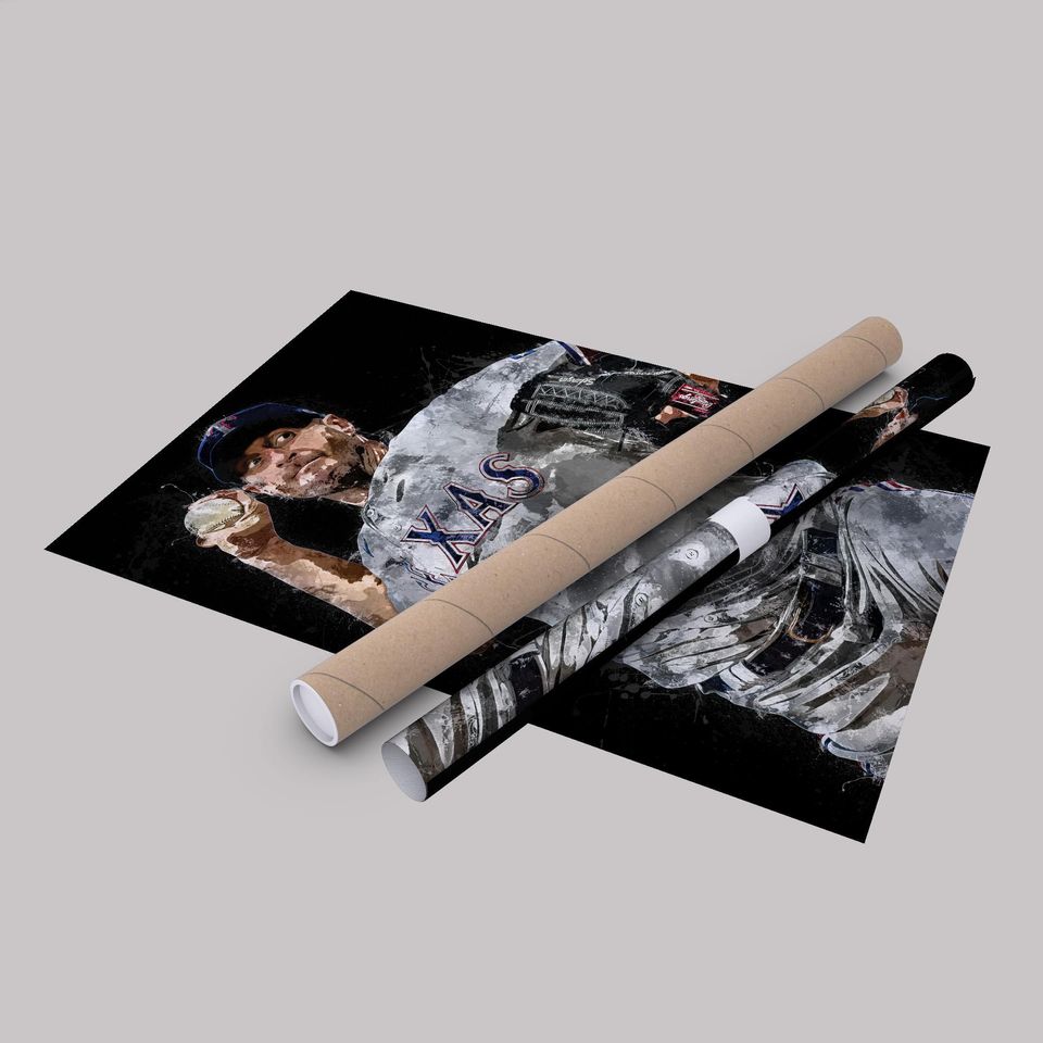 Max Scherzer Print - Texas Rangers Wall Art, Decor for Home & Man Cave, Baseball Gift